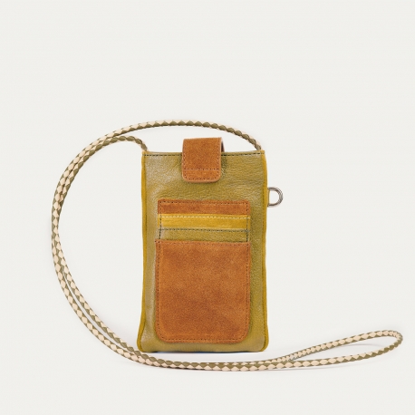Mustard Camel Leather Phone Bag Double Marcus