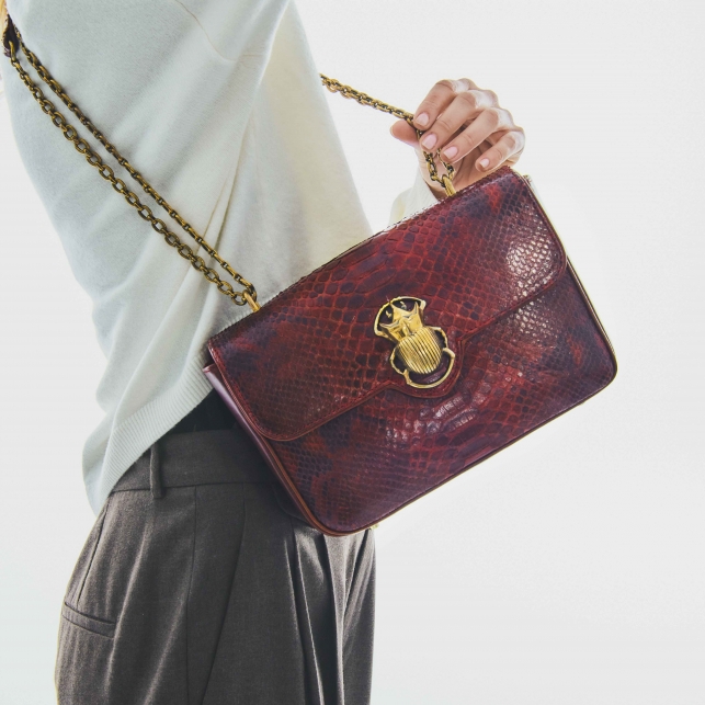 Burgundy Python Bag Big Ava Beetle