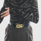 Black Python Belt Beetle Gold Buckle