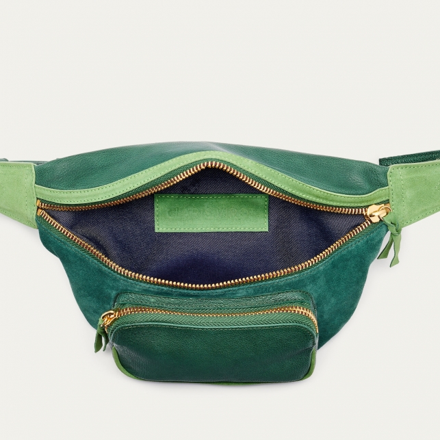 Green Mix Leather Fanny Pack Romeo