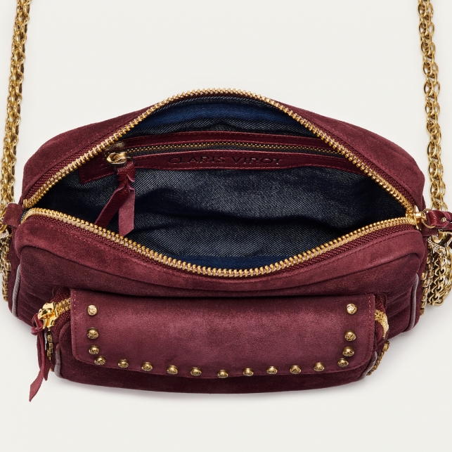 Violet Studded Leather Big Charly Bag