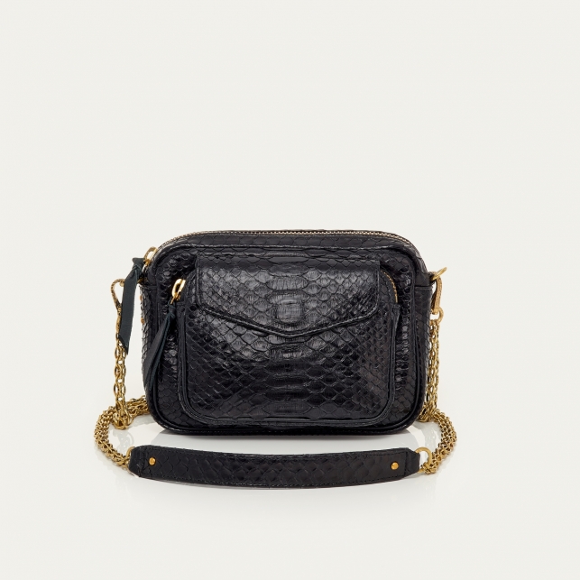 Gold Chain Black Python Charly Bag