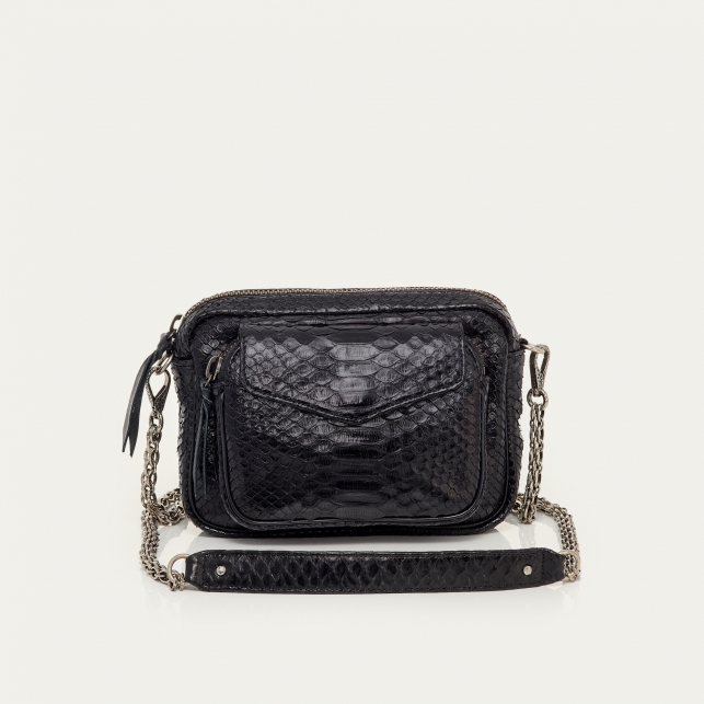 Sac Python Charly Noir Chaîne Argent